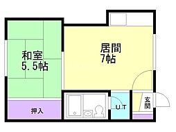 スカイハイツ 1DKの間取図画像