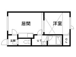 クローバーハウス 1LDKの間取図画像