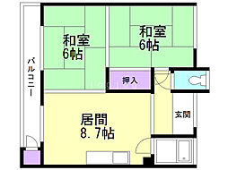 マルカマンション 2DKの間取図画像
