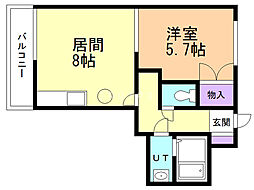 アビタシオンリビエール 1DKの間取図画像