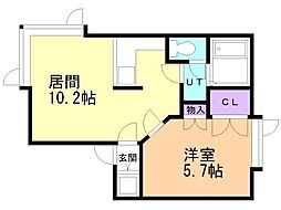 サンエイト 1LDKの間取図画像