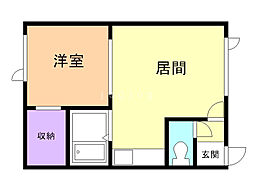 ミドリハイツ芦野 1DKの間取図画像