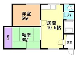 阿部ハイツ 2LDKの間取図画像