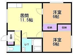 クリスタルハイツ 2LDKの間取図画像