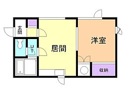 インペリアル芦野 1DKの間取図画像