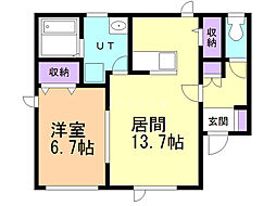 ドレモつくし 1LDKの間取図画像