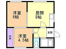 パールハイツ 2DKの間取図画像