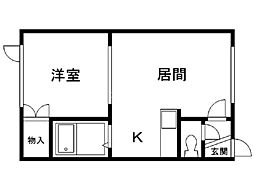 アーバンエコー 1DKの間取図画像