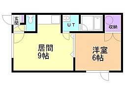パルテールフジ 1LDKの間取図画像