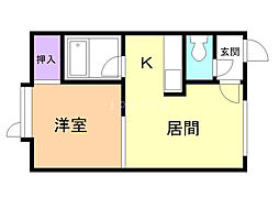 リヴェールT・K 1DKの間取図画像