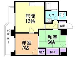 パミールハイツ2 2LDKの間取図画像