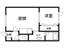 マル健ハイツ 1DKの間取図画像