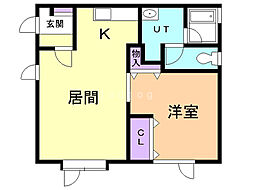 ジュネス2 1LDKの間取図画像