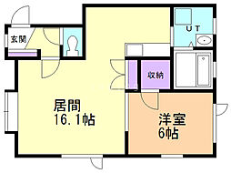 カーサ鳥取 1LDKの間取図画像