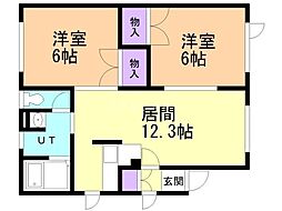 エンジェルウイング 2LDKの間取図画像