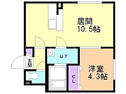 釧路市浪花町10丁目マンション 1LDKの間取図画像