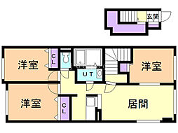 千歳S・K 3LDKの間取図画像