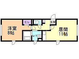 コートロティ 1LDKの間取図画像