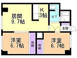レジデンス黒金 2LDKの間取図画像