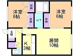 レジデンス寿 2LDKの間取図画像