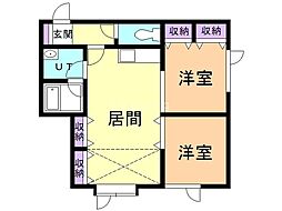 サンライズ 2LDKの間取図画像