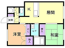 サンシャイン慶鶯 2LDKの間取図画像