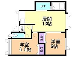 カーサミリオーネ 2LDKの間取図画像