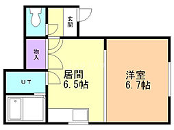 ビューパレー 1DKの間取図画像