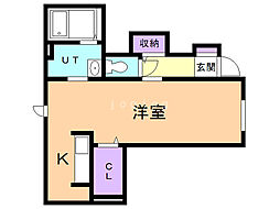 ピュアソレイユS 1Kの間取図画像