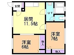 ハイツロック 2LDKの間取図画像