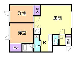 フリージアS 2LDKの間取図画像