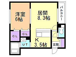 イーストブルー 1LDKの間取図画像