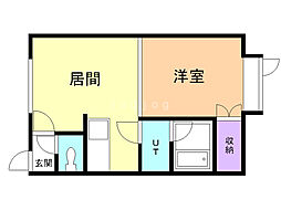 イシュタール昭和 1DKの間取図画像