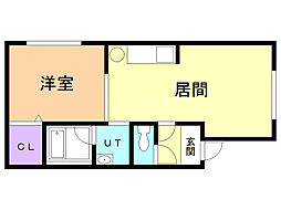 クレイトンハウスK 1LDKの間取図画像