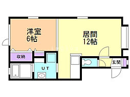 カーサ文苑6号館 1LDKの間取図画像
