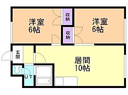 桑興ハイツC 2LDKの間取図画像