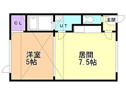 エステートインコンフォート 1DKの間取図画像