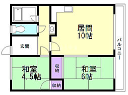 フランセマンション 2LDKの間取図画像