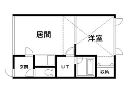 颯 1LDKの間取図画像