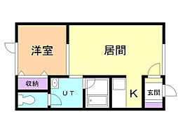 クイーンズ 1LDKの間取図画像