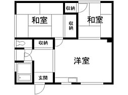 まりもハイツ 2LDKの間取図画像
