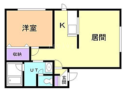 プリオールダン 1LDKの間取図画像