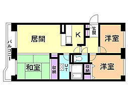 パシフィック共栄大通参番館 3LDKの間取図画像