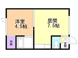 ドミールT・K 1DKの間取図画像