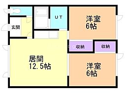 コーポ星 2LDKの間取図画像