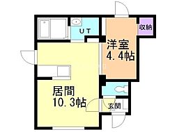 PORTE若松 1LDKの間取図画像