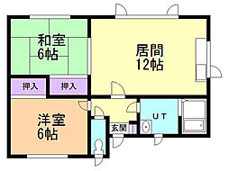 ラッキーハイツ3 2LDKの間取図画像