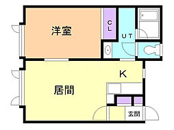 オリーブ21 1LDKの間取図画像