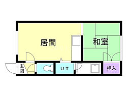 長沢マンション 1DKの間取図画像