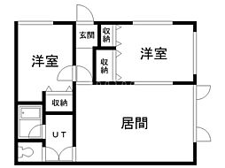 リリーコーポ 2LDKの間取図画像